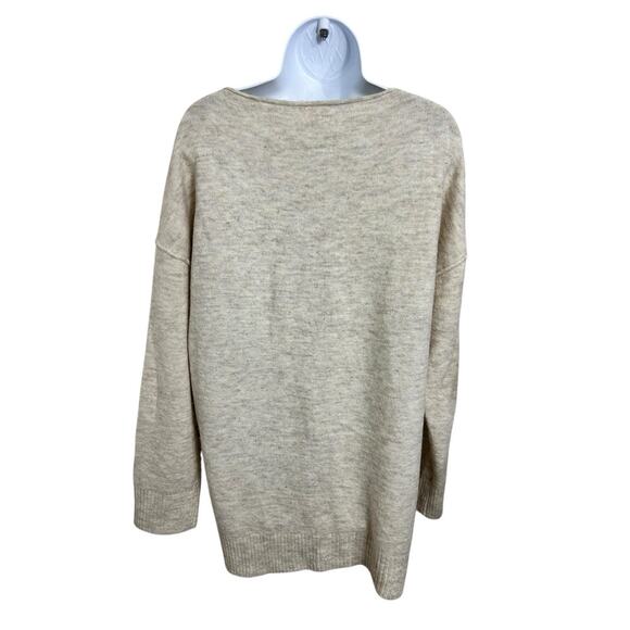 Open Edit Beige Slouchy Oversized Sweater Sz Small Boatneck Soft Pullover - Picture 7 of 7